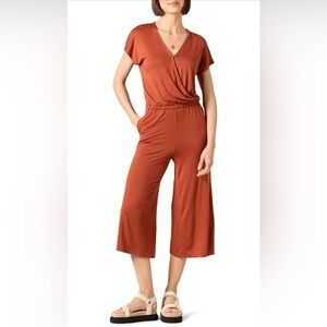 Amazon Essentials womens Short-Sleeve Surplice Cropped Wide-Leg Jumpsuit NWT